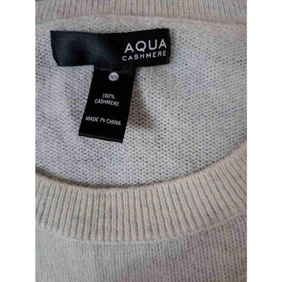 Aqua cashmere womens small sweater gray cream gray light cashmere color block - Picture 6 of 7